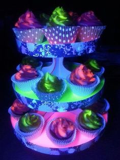 there are cupcakes that are lit up in the dark