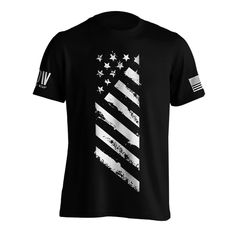 American Line T-shirt - Dion Wear Patriotic Black T-shirt With Letter Print, Patriotic Black T-shirt For Veterans Day, Black T-shirt With American Flag Print For Summer, Black Crew Neck T-shirt With Flag Print, Patriotic Short Sleeve T-shirt With Flag Print, Black Patriotic Crew Neck Shirt, Black Patriotic Shirt With Letter Print, Patriotic Black Crew Neck Shirt, Black Crew Neck Patriotic Shirt