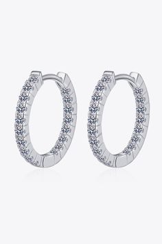 Moissanite 925 Sterling Silver Huggie Earrings-Timber Brooke Boutique Silver Huggie Earrings, Huggie Earrings Silver, Huggie Earrings, Huggie Hoop Earrings, 3 Carat, Style Minimalist, 925 Sterling Silver Earrings, Online Stores, Huggies Earrings