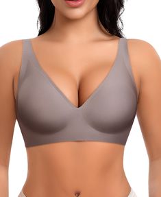 PRICES MAY VARY. Deep V Wireless Bras - Deep V design can gather and lift your breasts, show the breast line and your sexy cleavage. Made from 55% Nylon & 45% Spandex, no underwire, our women bra is soft, smooth, stretch and comfortable, breathable and no odor. Our wirefree seamless bra hug your body gently, no restraint. An everyday bras that is comfy to wear it all day Supportive Bras for Women - Featuring with jelly stripes and 3D cup shape support design, soft and powerful. Our no underwire Best Back Smoothing Bras, Seamless Bras, Supportive Bras, Underwire Bras, Bra Extender, V Design, Wireless Bras, Women Bra, Minimiser Bra