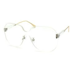 Women's 90's large rimless large butterfly chic pop color rectangular thick plastic sunglasses. (ss7712col) Size: one size.  Color: Clear.  Gender: female.  Age Group: adult. Rimless Clear Shield Sunglasses For Summer, Clear Rimless Shield Sunglasses For Summer, Rimless Clear Shield Sunglasses With Uva Protection, Clear Rimless Shield Sunglasses With Uva Protection, White Rimless Shield Sunglasses For Summer, Trendy Clear Shield Sunglasses For Spring, Clear Plastic Shield Sunglasses For Beach, White Rimless Shield Sunglasses With Tinted Lenses, Trendy Clear Shield Sunglasses With Anti-reflective Coating