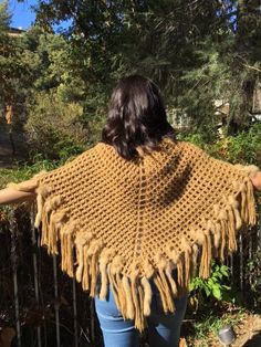 Poncho top, net poncho, tan fur trims top to bottom 20"6" fringeexcellent conditiondb 750Poncho top, net poncho, tan fur trims Top Net, Poncho Top, Ladies Poncho, Van Nuys, Poncho Tops, Trim Top, Art Block, Fur Trim, Crochet Top