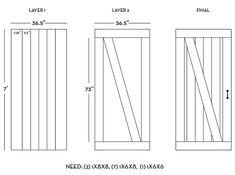 the size and width of a door with measurements for each paneled section in it