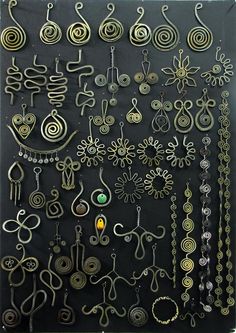 a large group of metal items on display