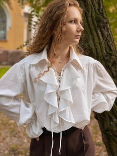 Cotton Pirate Poet Prince Renaissance Blouse Victorian Ruffle - Etsy Ruffle Shirt Outfit, Prince Shirt, Ren Faire Outfits, Prince Clothes, Poet Blouse, Shirt For Man, Fair Outfits