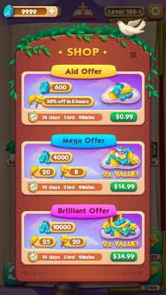 an image of a game screen with the price and prices for items in each item