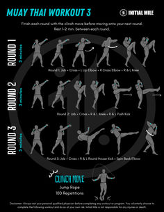 a poster showing how to do the muay thai workout