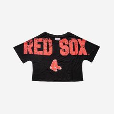 Make sure your fan fashion is nothing short of top of the line. Or should we say "crop top of the line"? Because no one's going to look better than you when you put on this Boston Red Sox Women's Distressed Wordmark Crop Top. Features Printed team logo on display so everyone knows who you're rooting for on gameday Team colored, printed team name display for additional team spirit Crop top design so you can look fashionable AND fan-tastic Short sleeves to keep you feeling and looking cool Details Summer Fan Gear Graphic Tee, Summer Fan Gear Graphic Tee Tops, Summer Graphic Tee Tops For Fans, Red Cropped T-shirt With Letter Print, Red Cropped T-shirt With Letter Print And Crew Neck, Red Sporty Crop Top For Streetwear, Sporty Red Crop Top For Streetwear, Red Crew Neck Crop Top With Letter Print, Red Cropped T-shirt For Streetwear With Short Sleeves