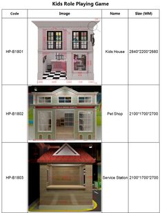 three different types of dolls house plans for kids to play with in the living room