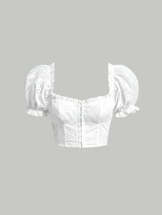 White Puff Sleeve Top, Cute White Tops, Fancy Tops, Puff Sleeve Crop Top, Women Blouses, Puff Sleeve Blouse, Cute Summer Outfits, Crop Blouse, Cute Casual Outfits