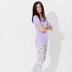 Unleash your inner superhero with our Comic Purple Bamboo Women's Pajama Set! Made from luxurious bamboo fabric, this set is as soft as a cloud and as vibrant as a comic book. Featuring a playful purple design with comic-inspired prints, it's the perfect blend of comfort and fun. Whether you're lounging at home or saving the world in your dreams, this pajama set has got you covered. Upgrade your sleepwear collection today! Stylish and Functional Top: Scoop neck long-sleeve top with elegant snaps Purple Cotton Sleepwear For Pajama Party, Purple Cotton Sleepwear For Relaxation, Purple Cotton Sleepwear, Purple Cotton Sleepwear For Sleeping, Purple Relaxed Fit Sleepwear For Loungewear, Purple Relaxed Fit Sleepwear For Lounging, Purple Short Sleeve Sleepwear For Pajama Party, Purple Short Sleeve Loungewear Sets, Purple Relaxed Fit Sleepwear For Pajama Party