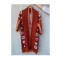 "Bohemian Coat, Festival Outfit, Boho Women Clothing, Bohemian Hippie Cardigan, Crochet Cardigan, Oversized Cardigan, Granny Square Cardigan Sweater for Women, Gift for Her ✅Our Women's knitted Cardigan material is comfortable and warm to wear. It is soft and elastic so that it can adapt to various body types. This Bohemian Coat is made  cotton and premium acrylic.  The Granny Square Cardigan will also make a PERFECT GIFT for your loved ones.   Each piece is one-of-a-kind !! SIZE: S-M  >> Bust u Red Long Sleeve Cardigan For Festivals, Brown Long Bohemian Cardigan, Bohemian Red Long Sleeve Cardigan, Bohemian Long Sleeve Orange Cardigan, Red Bohemian Long Sleeve Cardigan, Long Brown Bohemian Cardigan, Orange Bohemian Long Sleeve Cardigan, Orange Long Sleeve Bohemian Cardigan, Long Sleeve Orange Bohemian Cardigan