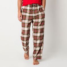 Cozy up in these St. John's Bay men's plaid pajama pants when lounging at home or going to bed. Made from 100% cotton for a soft and breathable feel, they feature an elastic-drawstring waistband, a button-fly, and two side slip pockets for added convenience. Pair them with your favorite sleep shirt. Features: Button FlyClosure Type: Full Elastic, DrawstringPockets: 2 Side Slip PocketsApparel Length: 44.5 InchesFiber Content: 100% CottonFabric Description: Woven, FlannelInseam: 31 InCare: Tumble Dry, Machine WashCountry of Origin: Imported Mens Flannel Pajamas, Mens Pajama Pants, Plaid Pajama Pants, Flannel Pajama Pants, Plaid Pajamas, Mens Flannel, Sleep Shirt, Mens Plaid, Mens Pajamas