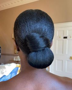 Natural Wedding Styles For Black Women, Natural Low Buns For Black Hair, Bun With Pearl Pins, Updo Styles For Black Women Natural Hair, Black Hairstyles Wedding, Black Hair Updo Hairstyles Classy, 4c Hair Updo, Updos Black Women, Natural Hair Low Bun