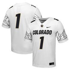 Get ready for Colorado Buffaloes game day with this Untouchable Game Jersey. Designed by Nike with a lightweight and breathable polyester, you'll feel comfortable even when sweating through a tight fourth quarter. The electric Colorado Buffaloes graphics will have you feeling like a part of the team. White Team Spirit Activewear For Sports, White Collegiate Moisture-wicking Activewear, Sporty Moisture-wicking Activewear For Game Day, Athleisure Activewear For Sports Events With Team Logo, Collegiate White Activewear For Sports, Athleisure Activewear With Team Logo For Sports, Collegiate Moisture-wicking Activewear For Athletic Seasons, Collegiate Moisture-wicking Activewear, Nike Team Spirit Activewear For Sports Season