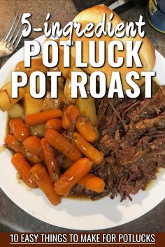 Easy potluck main dish for a crowd 5-Ingredient Potluck Pot Roast the easiest chuck roast crock pot recipe to feed a crowd on a budget. Easy Potluck Main Dish, Roast For A Crowd, Main Dish For A Crowd, Potluck Main Dish, Ideas For Potluck, Dish For A Crowd, Main Dish For Potluck