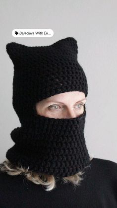 Ski Mask Crochet, Balaclava With Ears, Black Balaclava, Balaclava Knit, Mask Crochet, Men's Balaclava, Women's Balaclava, Balaclava Ski Mask, Crochet Balaclava