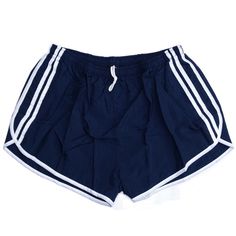 "Genuine French Army PT Sport Shorts Dark navy with white stripes on both sides Unisex New/never issued genuine army surplus Manufactured 1990s and have been in storage since; made in France Composition: 100% polyamide Lightweight, elastic waist with drawstring, back pocket Classic design, true vintage, they've got that retro feel & look Available sizes: XXS - 24-26 (62-66cm) waist XS - 26-28\" (66-72cm) waist S - 30-32\" (76-80cm) waist M - 32-36\" (80-92cm) waist L - 34-40\" (86-104cm) waist XL - 36-42\" (92-108cm) waist XXL - 38-44\" (96-112cm) waist XXXL - 40-46\" (100-120cm) waist" Army Shorts, Retro Sports, French Army, Sports Gym, Vintage Shorts, Dream Clothes, Blue Shorts, Sport Shorts, Dark Navy