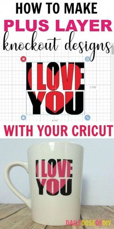 a coffee mug with the words love you on it and an image of a heart