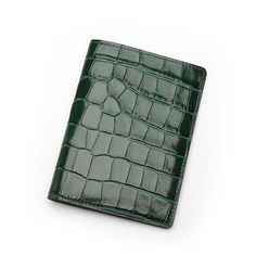 Green Glossy Leather Passport Holder By Gentcreate Green Leather Business Wallets, Classic Green Leather Wallets, Green Luxury Card Holder With Interior Slots, Green Travel Card Holder With Interior Slots, Leather Travel Accessories With Card Slots For Daily Use, Green Leather Card Holder With Rfid Blocking, Luxury Green Wallets With Rfid Blocking, Green Leather Rfid Blocking Card Holder, Luxury Green Wallet With Rfid Blocking