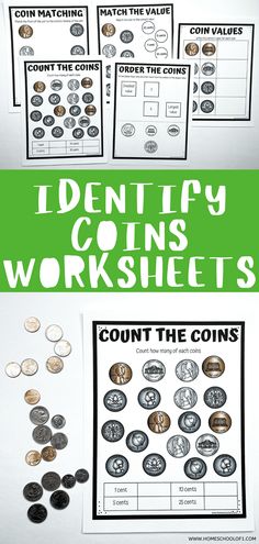 counting coins worksheets for kids to practice counting and matching coins with their own hands