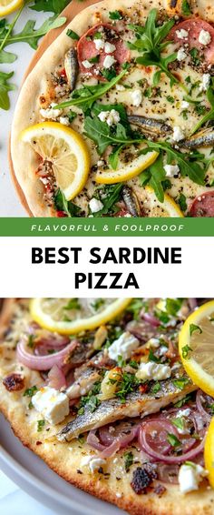 Image for Best Sardine Pizza Sardine Pizza, How To Eat Sardines, Sardine Recipe, Lemon Pickle, Red Onion Relish, Spanish Onion, Arugula