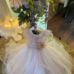 Flower Dress, Baptism Dress From 1-10 Years 6 Layers Purple Dress Elegant Summer Dress For Pageants, Elegant Spring Baptism Party Dress, Elegant Spring Princess Dress For Baptism, Princess Dress With Short Sleeves For Baptism, Princess Style Short Sleeve Dress For Baptism, First Communion Tulle Dress With Ruffles, Elegant Baptism Dress For Spring, Princess Style Short Sleeve Baptism Dress, Fitted Tulle Baptism Dress With Short Sleeves