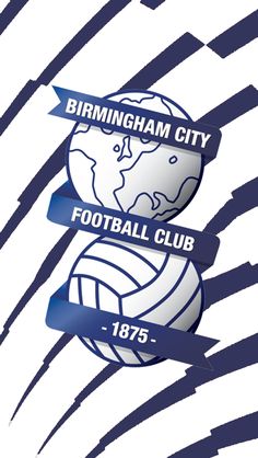 the birmingham city football club logo with blue ribbon around it and an image of a volleyball ball