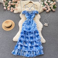 Cute Spaghetti Straps Long Blue Floral Dress Women Holiday Dress P234 Fabric: blended Color: AS PHOTO Size(cm):S,M,L,XL S skirt length 129 bust 80waist 66 Hip 88 M skirt length 130 bust 84 waist 70 Hip 92L skirt length 131 bust 88 waist 74 Hip 96 XL skirt length 132 bust 92 waist 78 Hip 100 Long Blue Floral Dress, Cute Spaghetti, Chiffon Beach Dress, Holiday Dresses Women, Long Skirt Fashion, Preppy Dresses, Blue Floral Dress, Cottagecore Dress, Dress Cake