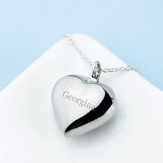 Personalised heart necklace, made from 925 Sterling Silver. Personalise with a name, date, or initials Set on a 16" silver chain. These make a great wedding, bridesmaid or engagement gift. Add your personalisation details in the 'Order Note' section at checkout. eg. My Mama x Items are usually dispatched within 3-5 working days although this may increase around peak periods like Christmas. Items ordered with next-day delivery are dispatched on the same day if the order is received before 12pm. Luxury Formal Initial Necklace For Women, Luxury Silver Heart Anniversary Necklace, Smart Gift, Sterling Silver Heart Necklace, Heart Frame, Silver Heart Necklace, The Ultimate Gift, Anniversary Gift For Her, Christmas Delivery