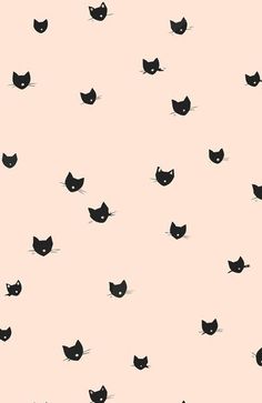 black cats are shown on a light pink background, with small white dots in the middle