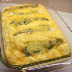 a casserole in a glass dish on a table