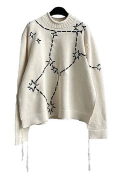 Star Constellations Embroidery Sweater Unisex Celestial Celestial Clothes Aesthetic, Constellation Clothes, Mooncore Clothes, Astrology Clothing, Starcore Clothes, Space Sweater, Celestial Print Clothing, Star Based Outfits, Moon Sweater