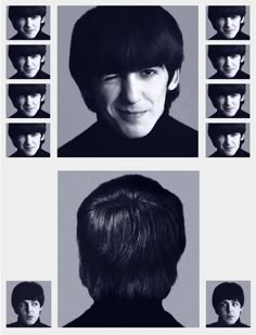 an image of the back of a man's head with many different faces and haircuts