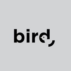 the word bird is black and white on a gray background