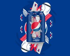 a can of pepsi on a blue background