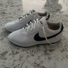 Excellent Condition, Worn Twice. I Hate Golf. White Synthetic Golf Shoes, Nike Casual Golf Shoes With Round Toe, Casual Nike Golf Shoes, Casual White Golf Shoes With Laces, Nike Synthetic Round Toe Golf Shoes, Nike Golf Shoes With Synthetic Material And Round Toe, White Nike Synthetic Golf Shoes, Nike White Synthetic Golf Shoes, Nike Synthetic Golf Shoes With Round Toe