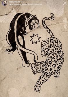 a drawing of a cheetah attacking a leopard