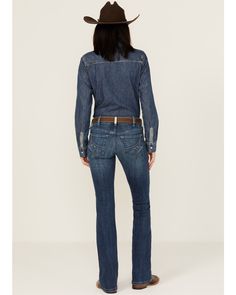 Ariat Women's R.E.A.L. Dark Wash Ariana Mid Rise Bootcut Stretch Denim Jeans , Dark Wash Dark Wash Fitted Flare Jeans For Rodeo, Fitted Dark Wash Flare Jeans For Rodeo, Fitted Denim Jeans For Rodeo, Fitted Western Denim Jeans, Fitted Medium Wash Flare Jeans For Rodeo, Denim Flare Jeans For Rodeo, Fitted Denim Flare Jeans For Rodeo, Fitted Medium Wash Flare Jeans With Button Closure, Fitted Denim Blue Jeans With Snap Buttons