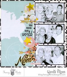 a scrapbook page with photos and words on it