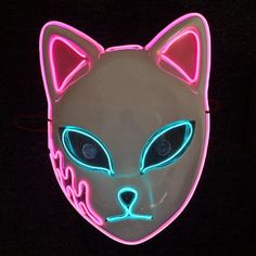 EL Anime Cat Mask Pink and Aqua | PartyGlowz.com Cute Masks, Makeup Cosplay, Pink Mask, El Wire, Cat Mask, Wire Lights, Halloween Mask, Costume Parties, Playroom Ideas