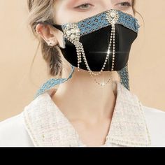 Jewel Face Mask Louis Vuitton Face Mask, Face Chain, Sugar Skull Face, Sequin Mask, Chain Mask, Skull Face Mask, Bridal Mask, Feather Mask, Designer Face Mask