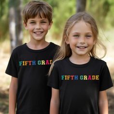 5th Grade Shirt, Fifth Grade Shirt, Back to School Shirt, Hello School Shirt, 5th Grade Tshirt, Kids First Day of Fifth Grade Tee, Kids Tee Thank you for visiting our shop. This special fifth grade t-shirt is part of our unique school collection. Please order for your loved one. HOW TO PLACE YOUR ORDER * Choose your t-shirt color * Choose your size * Choose your design and text color * PLEASE make sure all your order's steps PRODUCT DESCRIPTION T-shirt feels soft and light, with just the right amount of stretch. It's comfortable and the unisex cut is flattering for both men and women. * Solid colors are 100% combed and ring-spun cotton * Ash color is 99% combed and ring-spun cotton, 1% polyester * Heather colors are 52% combed and ring-spun cotton, 48% polyester * Athletic and Black Heathe Black Tops For End Of School Year Events, Black Short Sleeve Tops For School Events, Multicolor Letter Print Shirt, School Spirit Short Sleeve Shirt For Birthday, School Spirit Short Sleeve Shirt For Birthdays, First Day Of Fifth Grade, 5th Grade Shirt, Hello School, Tom Holland Peter Parker