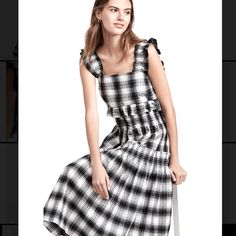 Nwt. Dime Store Cowgirl Dress Is A Midi Length Sleeveless Plaid Gingham Dress With Ruffle Straps And Smocked Back Bodice. Bring On Those Carefree Days So You Can Pop On This Fun And Flowy Maxi Cut From Crinkled Polyester And Rayon, Decked With Ruffles And On Its Way To Good Times. 65% Polyester 35% Rayon Lined Bodice, Unlined Skirt Pullover Design, No Closure Smocked Elastic Waist And Skirt Seam Elastic Shoulder Straps With Ruffled Trim Sleeveless Gingham Dress With Ruched Detail, Sleeveless Gingham Ruched Dress, Chic Sleeveless Gingham Dress, Gingham Sleeveless Midi Dress For Day Out, Sleeveless Gingham Dress With Ruffles, Sleeveless Gingham Midi Dress For Day Out, Chic Smocked Bodice Dress For Picnic, Chic Gingham Midi Dress, Chic Dresses With Smocked Bodice For Picnic