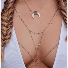 Wear our Peek-a-boo Body Chains (Chain Bra) under your tank top or a bikini top for a hip, trendy, sexy style. It's perfect for music festivals and parties! Super easy to wear! It's just like a halter bikini top: a clasp behind the neck and a clasp behind your back. Silver or Gold Tone (Gold is more rose gold than yellow) Bust width (below your bra): up to about 35 inches This is a special occasion item: FINAL SALE Gold Body Chain, Hey Honey, Chain Bra, Body Chains, Triangle Necklace, Body Chain Jewelry, Summer Months, Peek A Boo, Artisan Jewelry