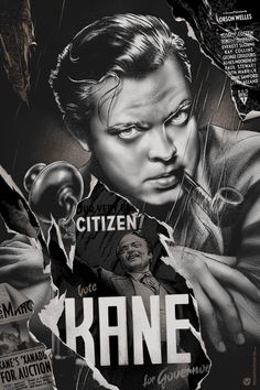 the poster for kanee is shown in black and white, with torn up paper