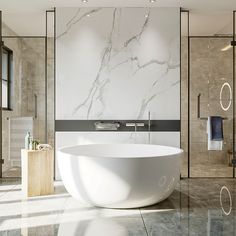 a large white bath tub sitting inside of a bathroom