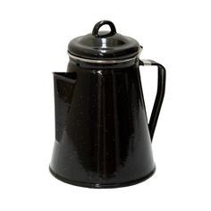 a black coffee pot with a handle