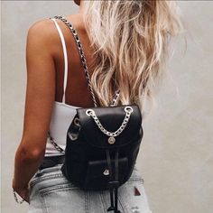 New . Perfect For Festival Season.! Trendy Travel Bag With Palladium Hardware, Everyday Backpack With Silver-tone Hardware, Silver Bag With Chain Strap For Travel, Silver Bags With Chain Strap For Travel, Silver Everyday Backpack, Trendy Silver Backpack For Travel, Silver Standard Backpack For Everyday Use, Everyday Backpack With Chain Strap, Trendy Silver Backpack