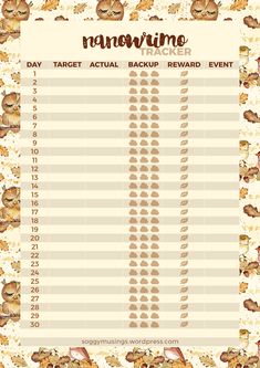 a thanksgiving reward list with pumpkins and other items on it, including the numbers for each